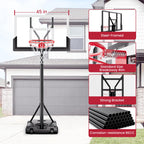 Feelwin Basketball Hoop With Adjustable Height Portable Basketball Goal System For Outdoor Indoor Use 45 Inches Heavy-Duty Steel