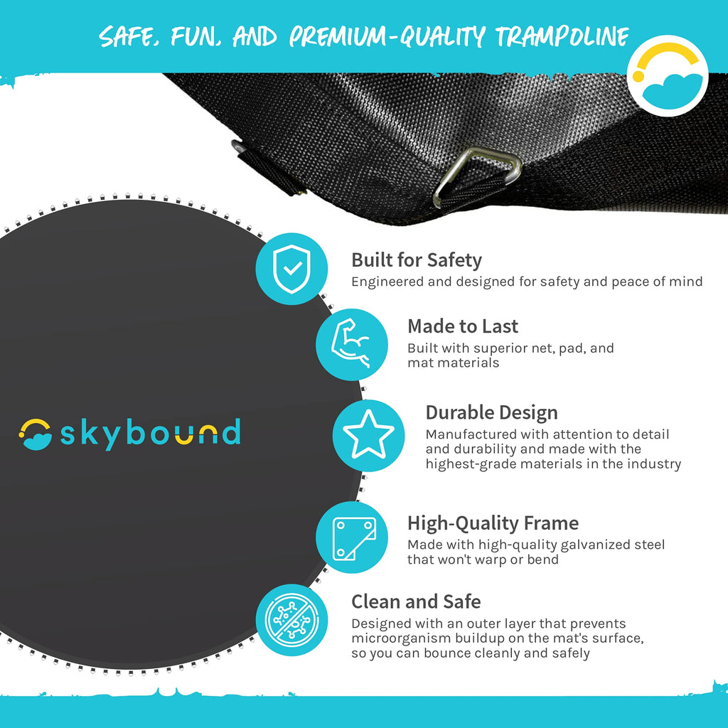 161'' Trampoline Mat With 96 Rings + Free Spring Tool (Fits 15 Foot Trampolines Using 6.5'' Springs) - Compatible With Skywalker