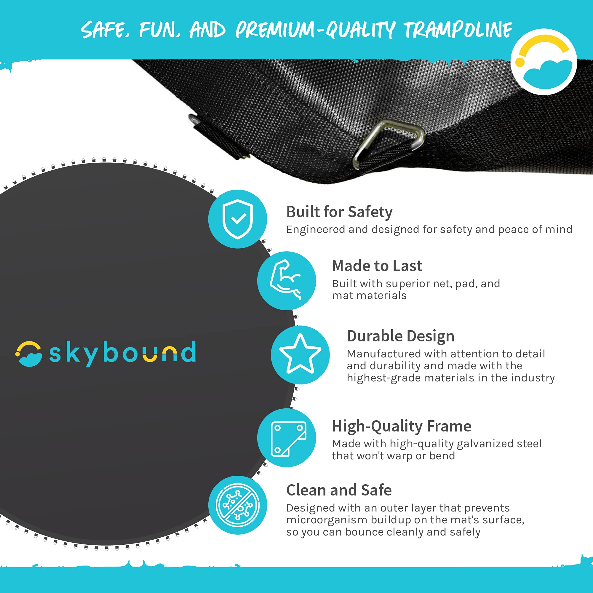 161'' Trampoline Mat With 96 Rings + Free Spring Tool (Fits 15 Foot Trampolines Using 6.5'' Springs) - Compatible With Skywalker