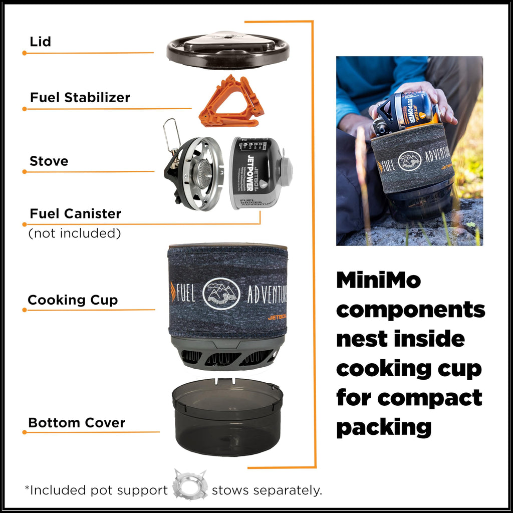 Jetboil Minimo Camping And Backpacking Stove Cooking System With Adjustable Heat Control (Adventure)
