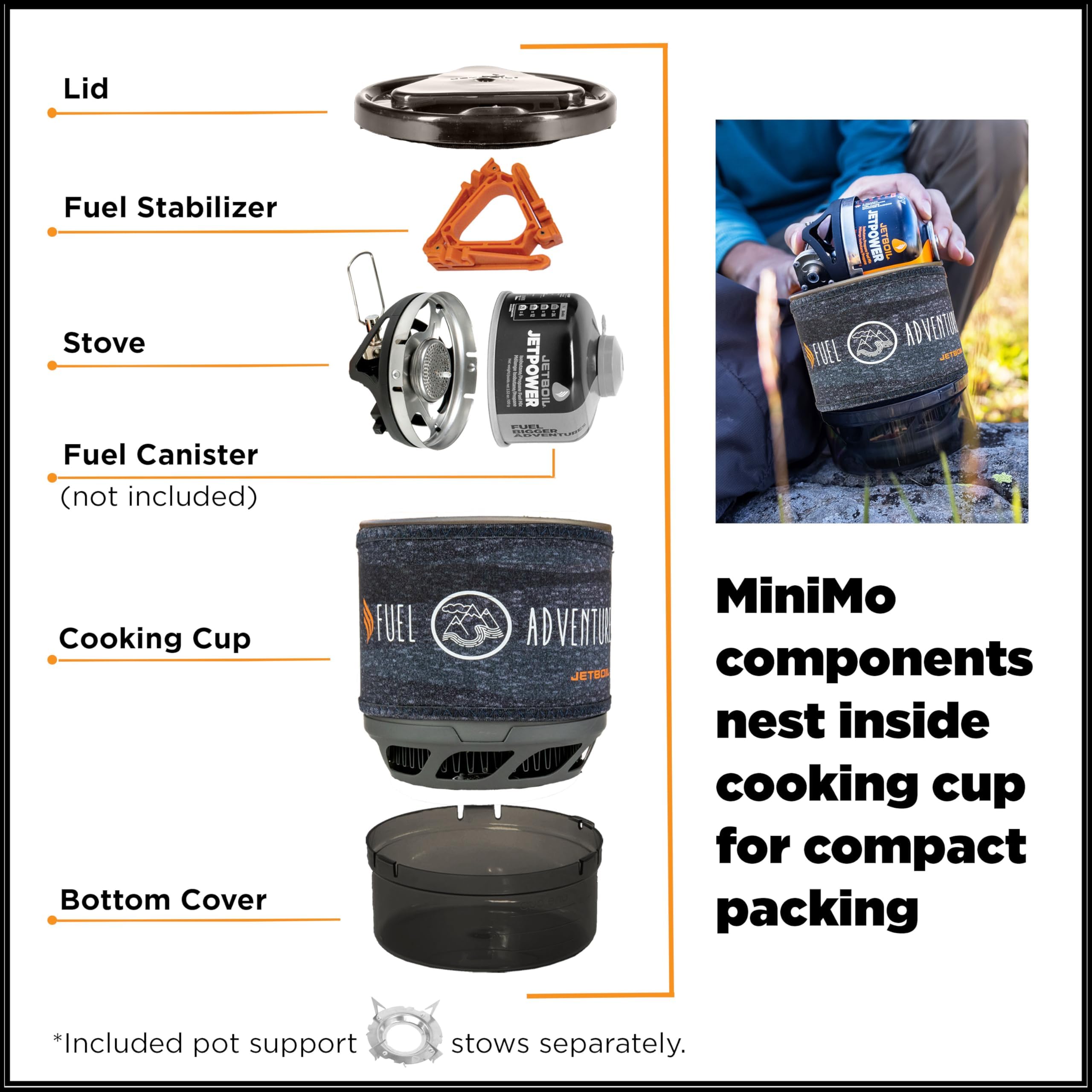 Jetboil Minimo Camping And Backpacking Stove Cooking System With Adjustable Heat Control (Adventure)