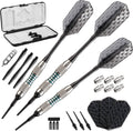 Viper Bobcat Adjustable Weight Soft Tip Darts With Storage/Travel Case: Nickel Silver Plated, Light Blue Rings, 16-18 Grams
