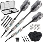 Viper Bobcat Adjustable Weight Soft Tip Darts With Storage/Travel Case: Nickel Silver Plated, Light Blue Rings, 16-18 Grams