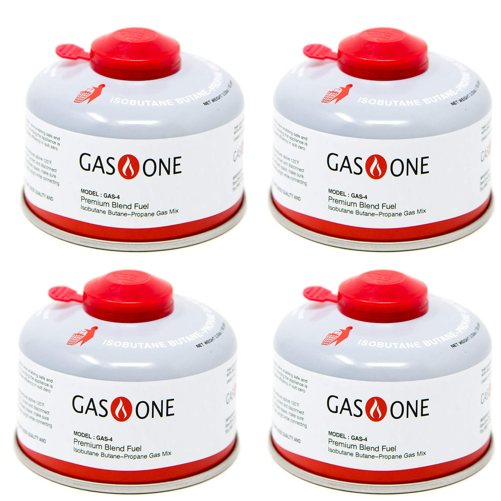 Gasone Camping Fuel Blend Isobutane Fuel Canister 100G (4 Pack)