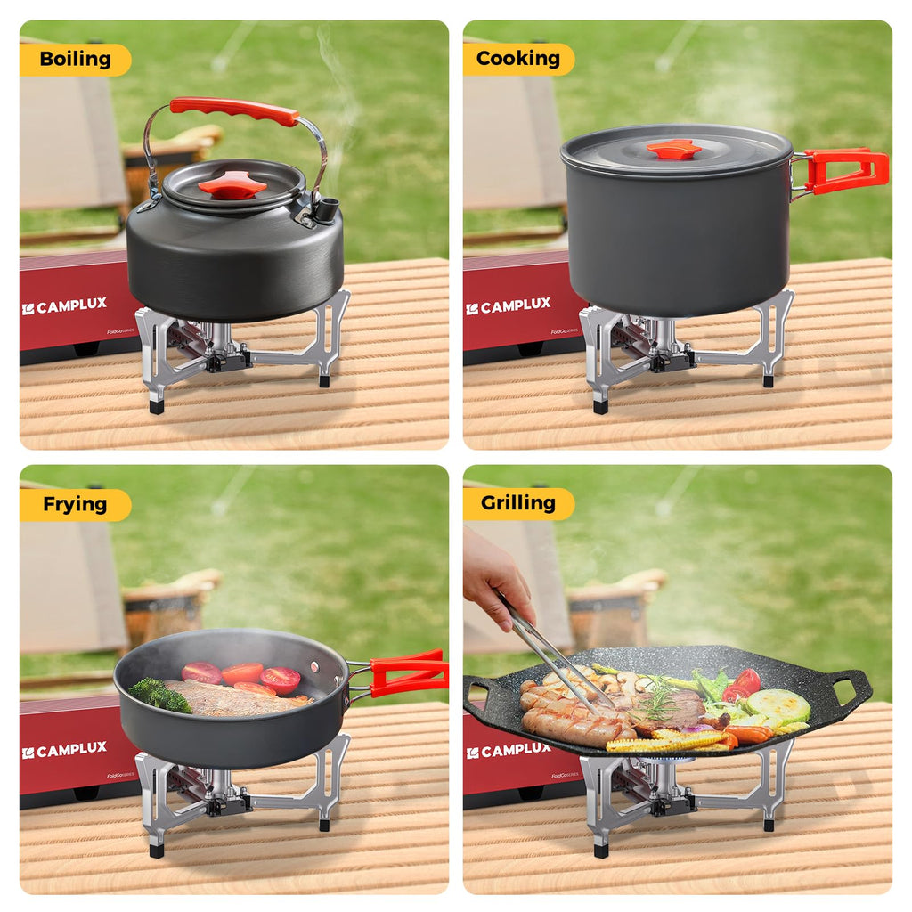 Camplux Foldgo Camping Stove, 7500 Btu Portable Butane Gas Stove, Foldable Cassette Stove With Carry Bag & Adjustable Burner, Cs