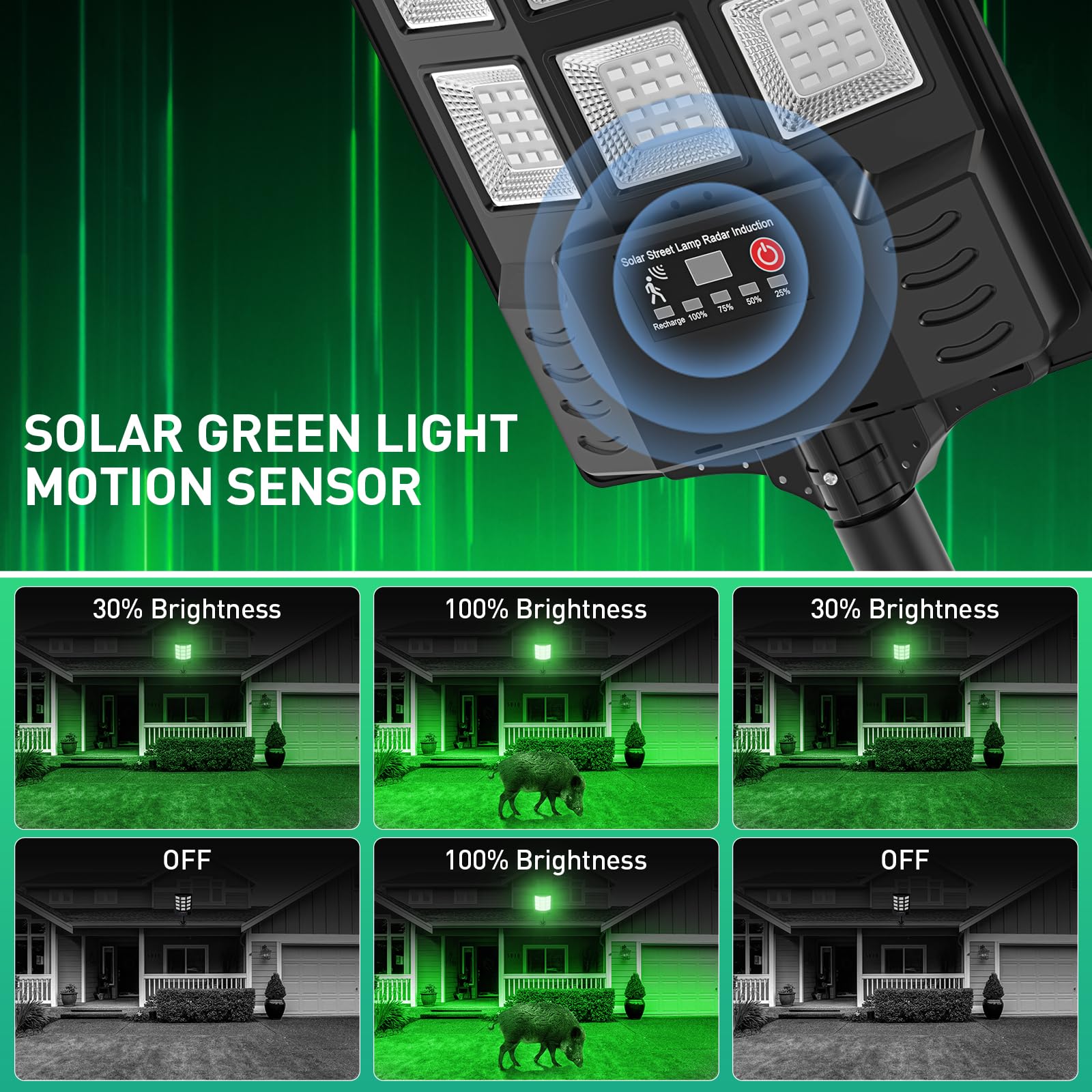 Hog Light For Night Hunting,18000Lm Powered Feeder Light(Green) Solar Lights For Hunting Hogs, Coyote, Varmint, Deer, Motion Act