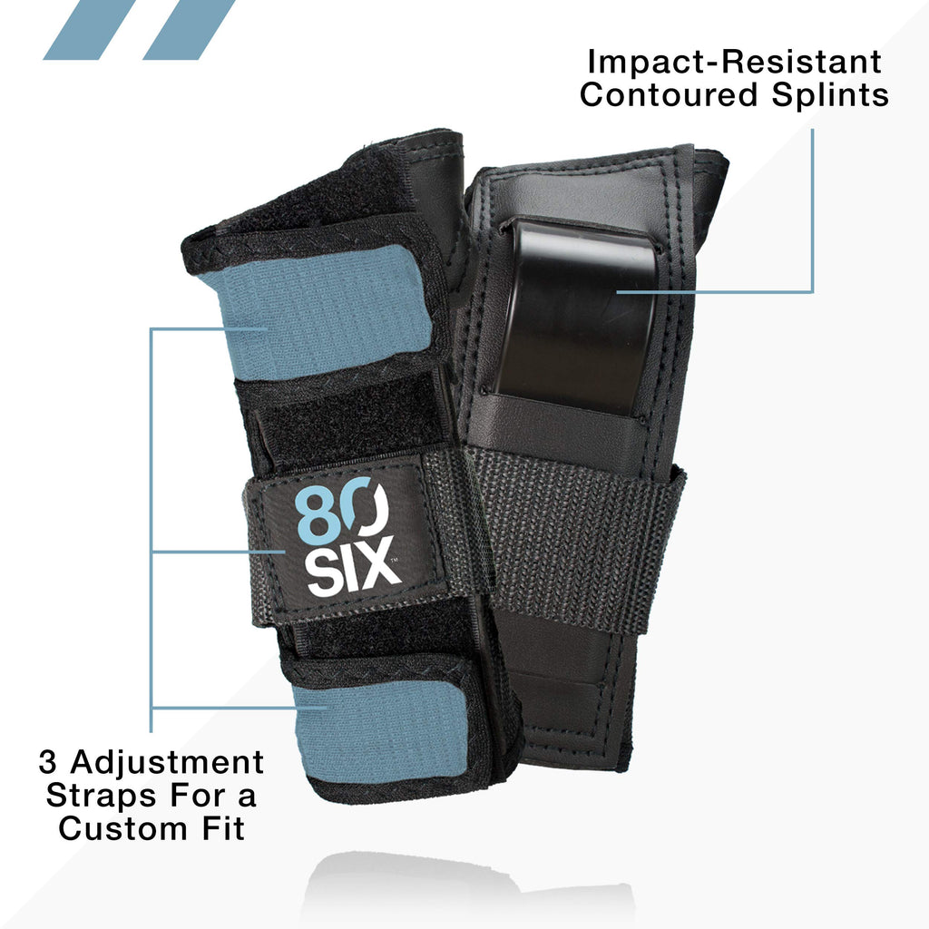 80Six Pad Set With Wristguards, Elbow Pads, And Knee Pads For Kids, Stone Blue, Junior - Ages 5+