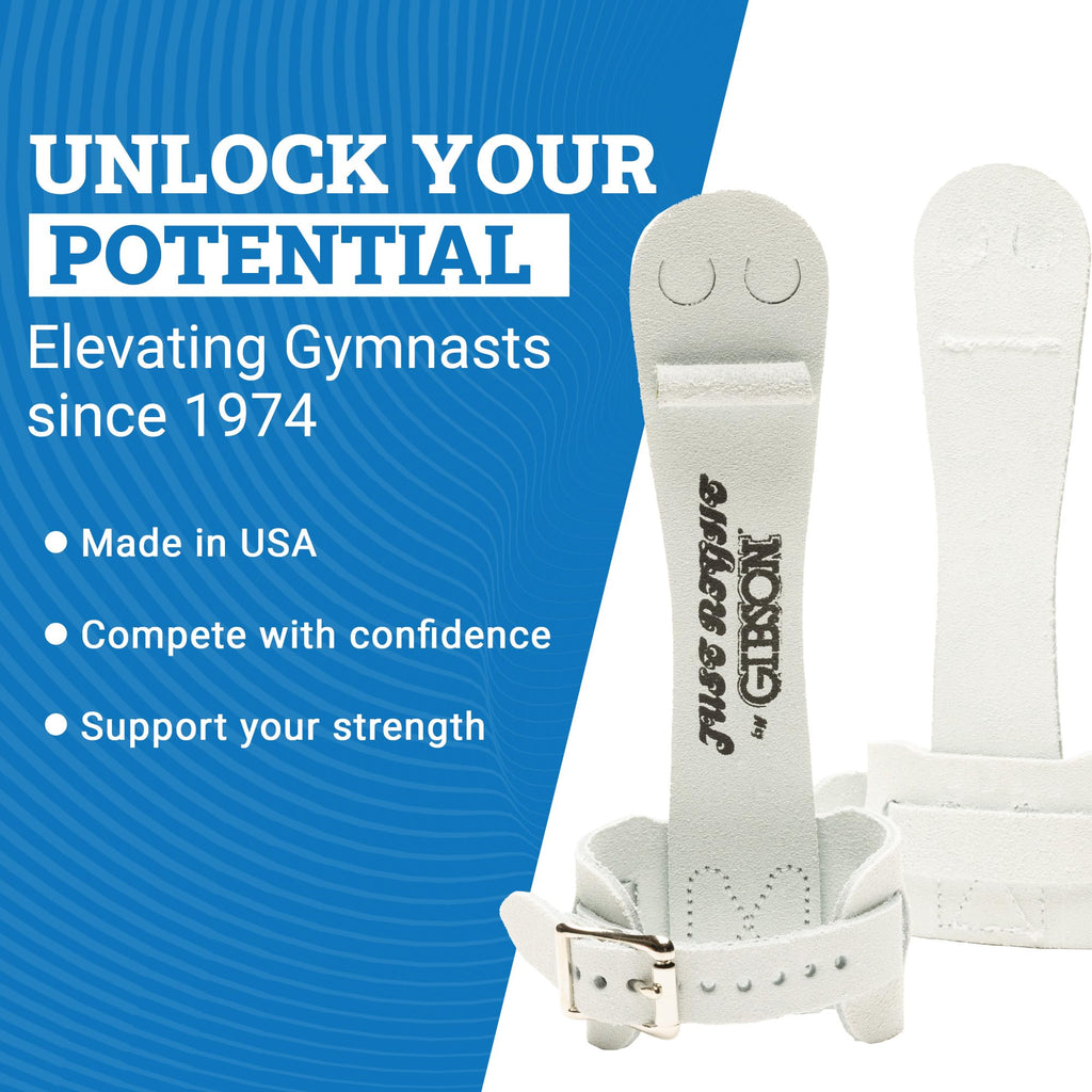 Gibson Athletic Single Buckle Just Right Uneven Bar Grips, Gymnastics, Girls, White, Small