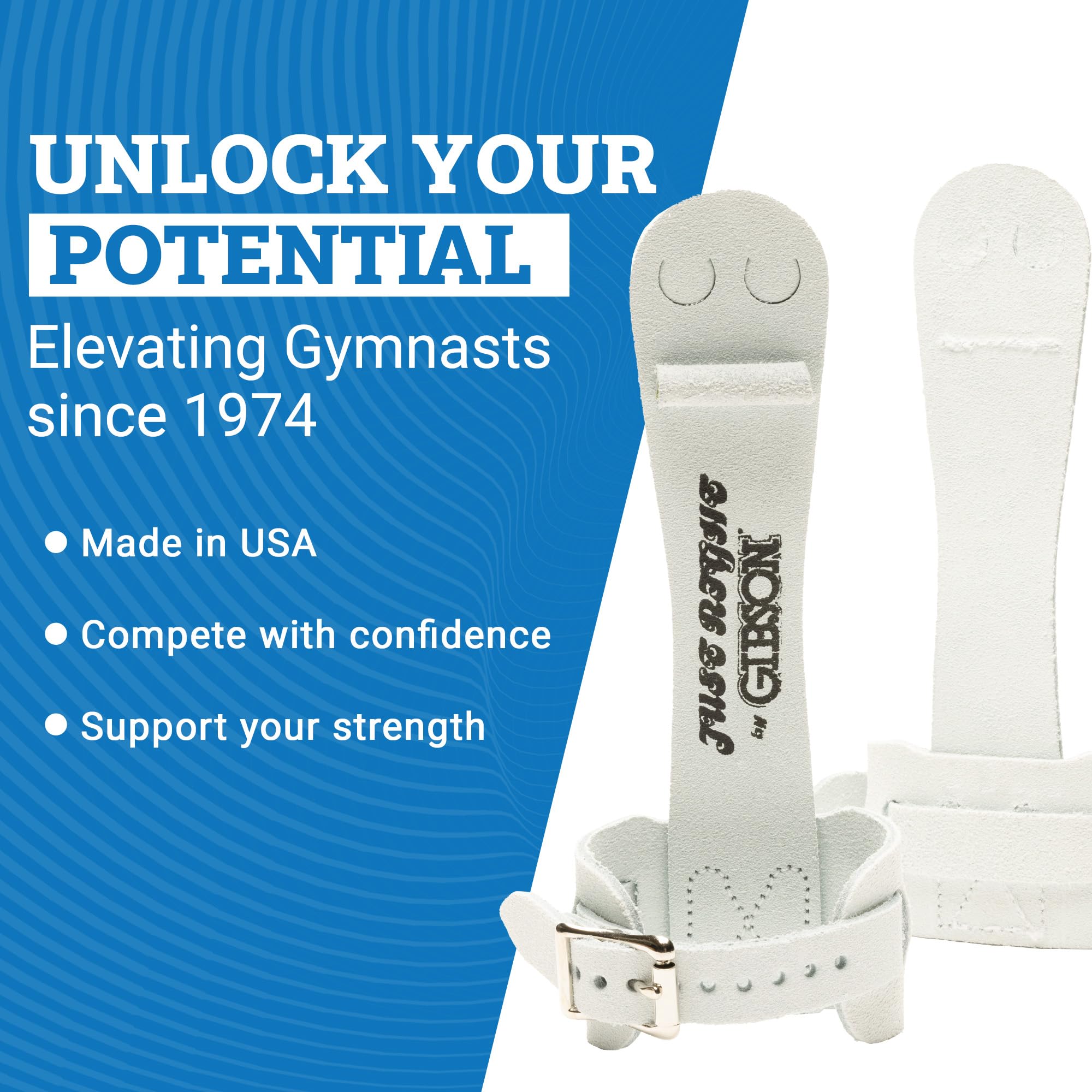 Gibson Athletic Single Buckle Just Right Uneven Bar Grips, Gymnastics, Girls, White, Small