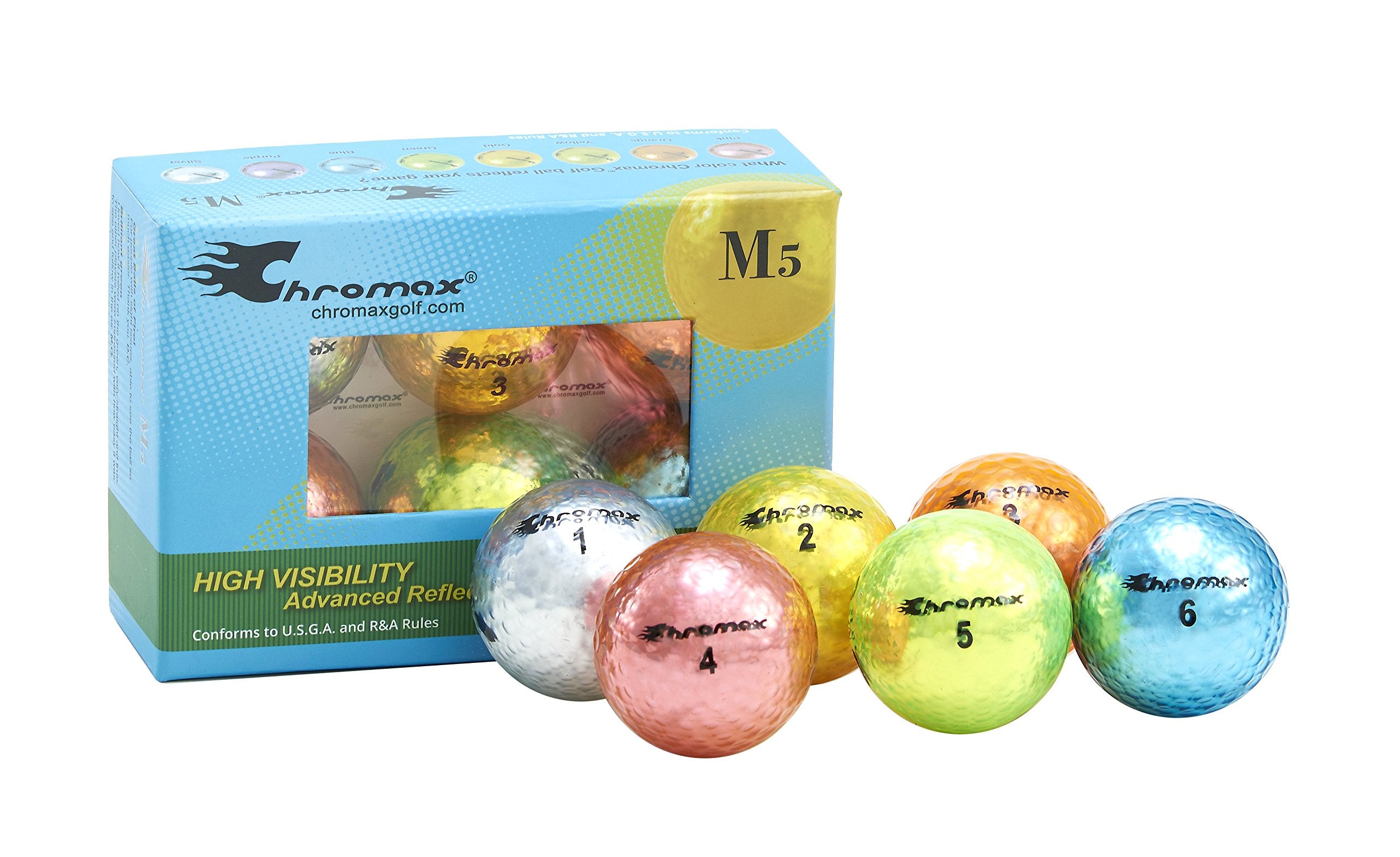 Chromax Metallic M5 Colored Mixed Golf Balls (Pack Of 6), Assorted