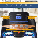 Goplus 3.75Hp Folding Treadmill With Incline, Electric Superfit Treadmill W/App Control, 12 Preset & 3 Custom Programs, Blue Too