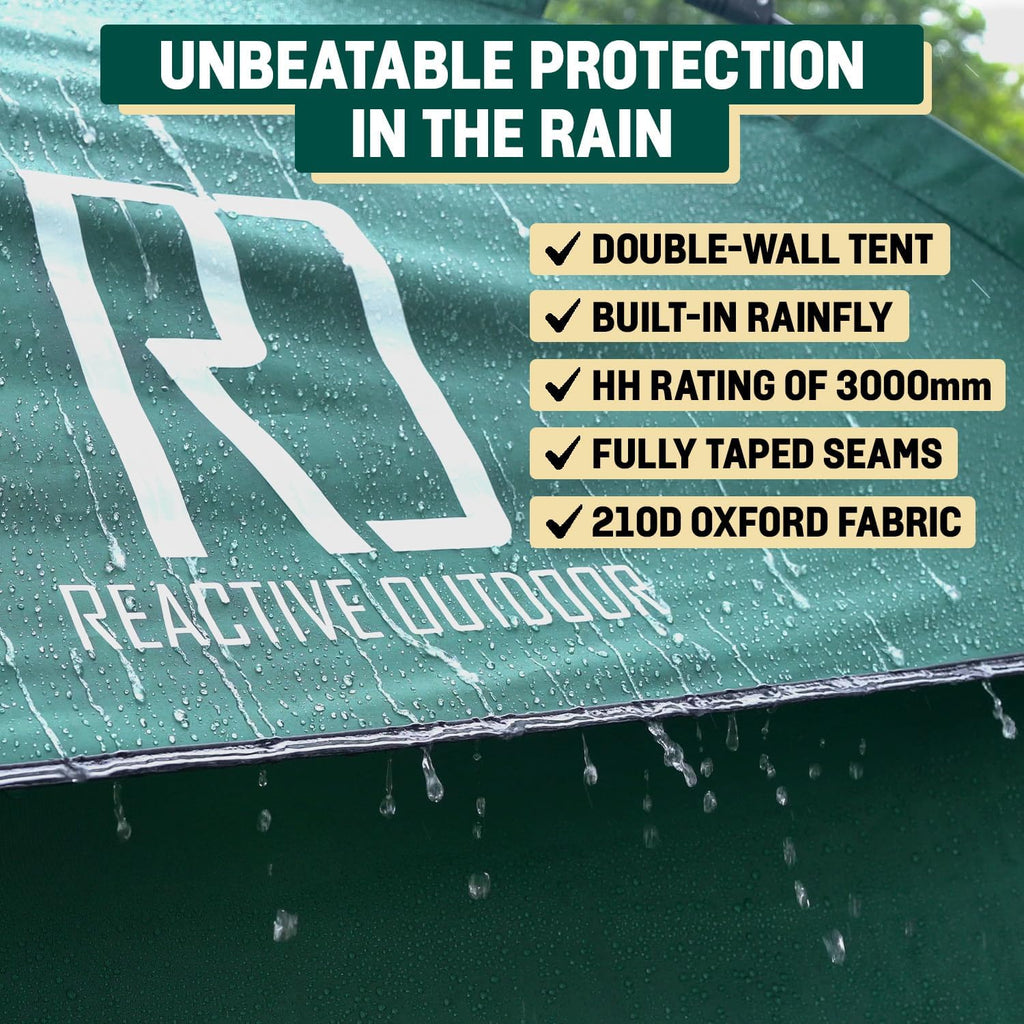 Reactive Outdoor Tent - 3 Second Tent - 3 Sec Instant Pop Up - Easy And Quick Setup Camping - 1 Person Setup Waterproof Double L