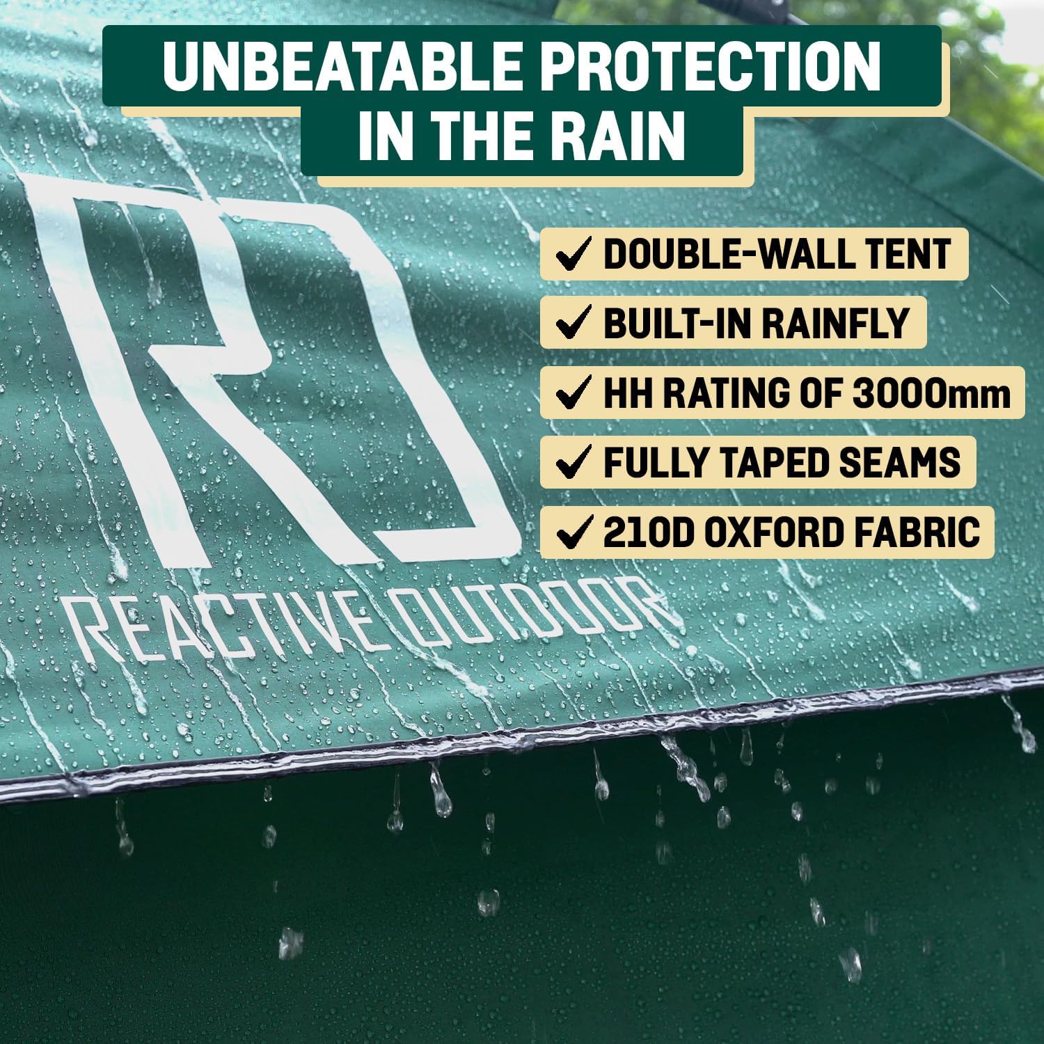 Reactive Outdoor Tent - 3 Second Tent - 3 Sec Instant Pop Up - Easy And Quick Setup Camping - 1 Person Setup Waterproof Double L