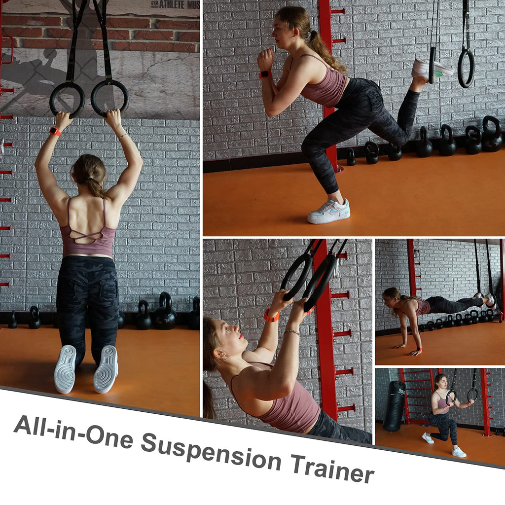 Gymnastic Rings With Adjustable Straps, Gymnastics Rings For Men With Anti-Slip Tape, All-In-One Suspension Trainer Straps, Stro