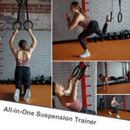 Gymnastic Rings With Adjustable Straps, Gymnastics Rings For Men With Anti-Slip Tape, All-In-One Suspension Trainer Straps, Stro