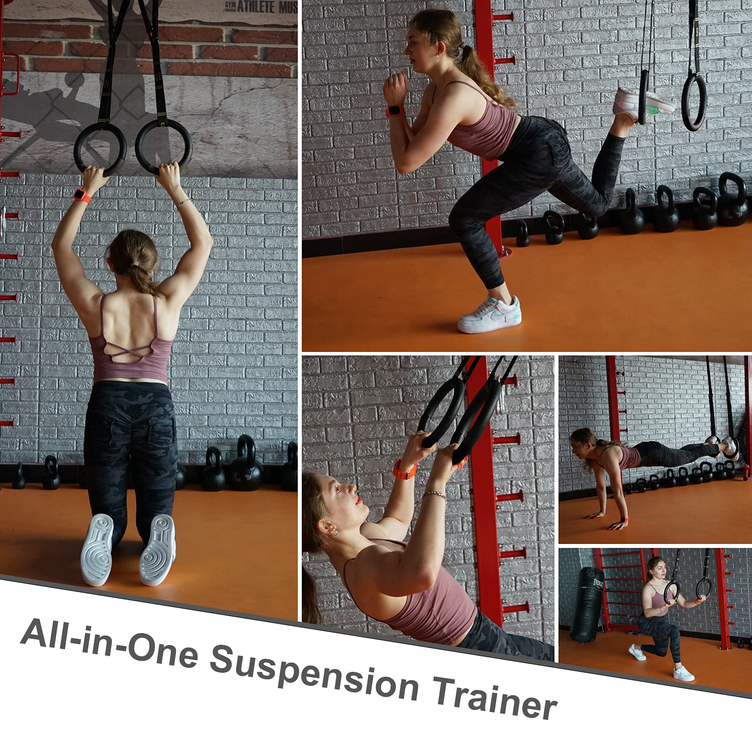 Gymnastic Rings With Adjustable Straps, Gymnastics Rings For Men With Anti-Slip Tape, All-In-One Suspension Trainer Straps, Stro
