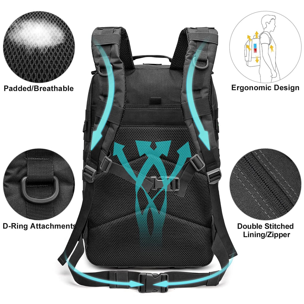 G4Free 45L Military Tactical Backpack 3 Day Assault Survival Molle Pack Bug Out Bag Travel Fishing Backpack Rucksack