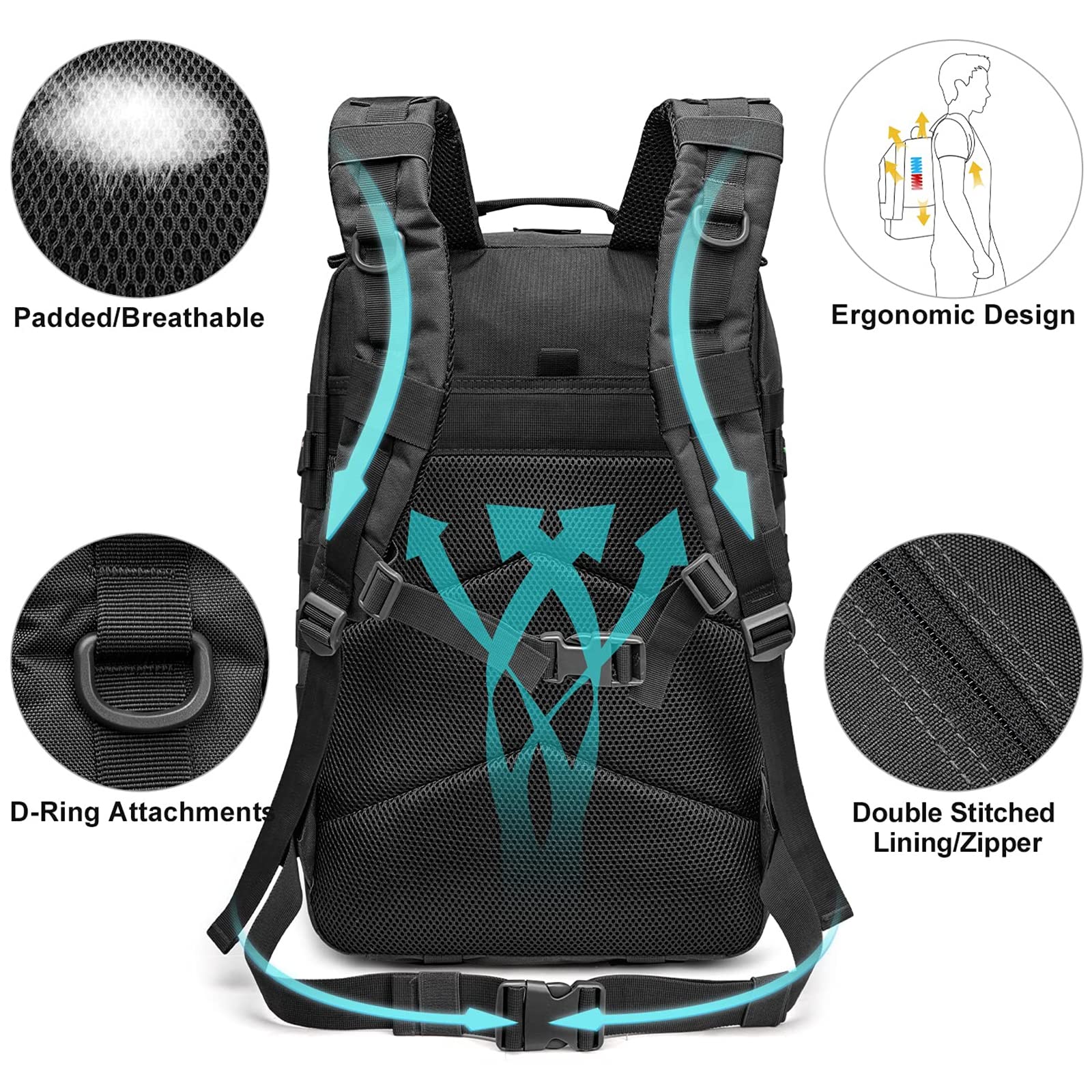 G4Free 45L Military Tactical Backpack 3 Day Assault Survival Molle Pack Bug Out Bag Travel Fishing Backpack Rucksack