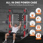 GarveeLife Power Cage, 2000 LB Power Rack with Dual Pulley Cable Crossover, Multi-Function Home Gym Squat Rack with Attachments,