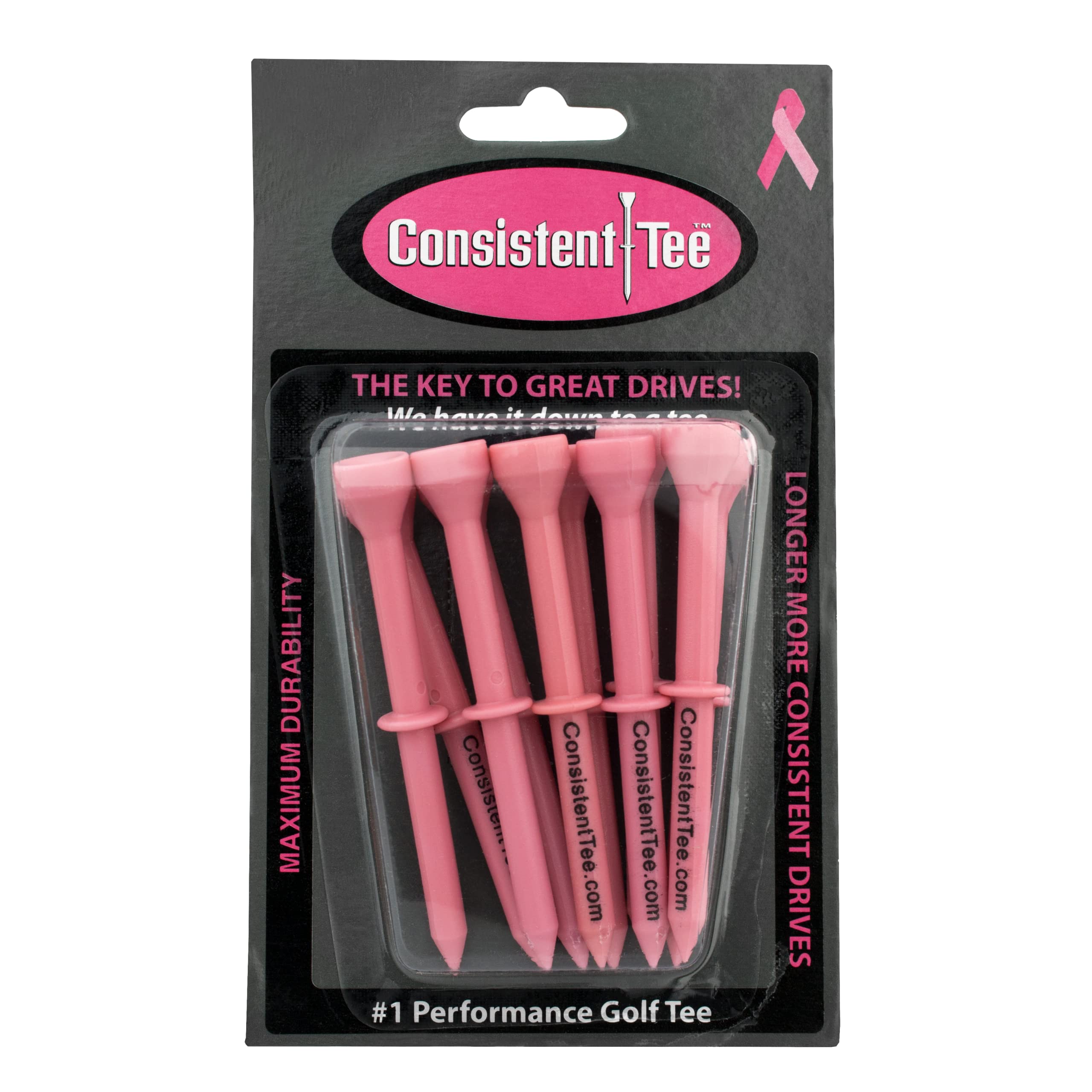 Consistent Tee 3 1/4'' Pack Of 10 Durable, Biodegradable Tees For Perfect Height And Position (Pink)