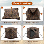 OLIXIS 270See Through Hunting Blind, 2-3 Person Pop Up Camouflage Tent with Carrying Bag, Portable Hunting Tent with Accessory B