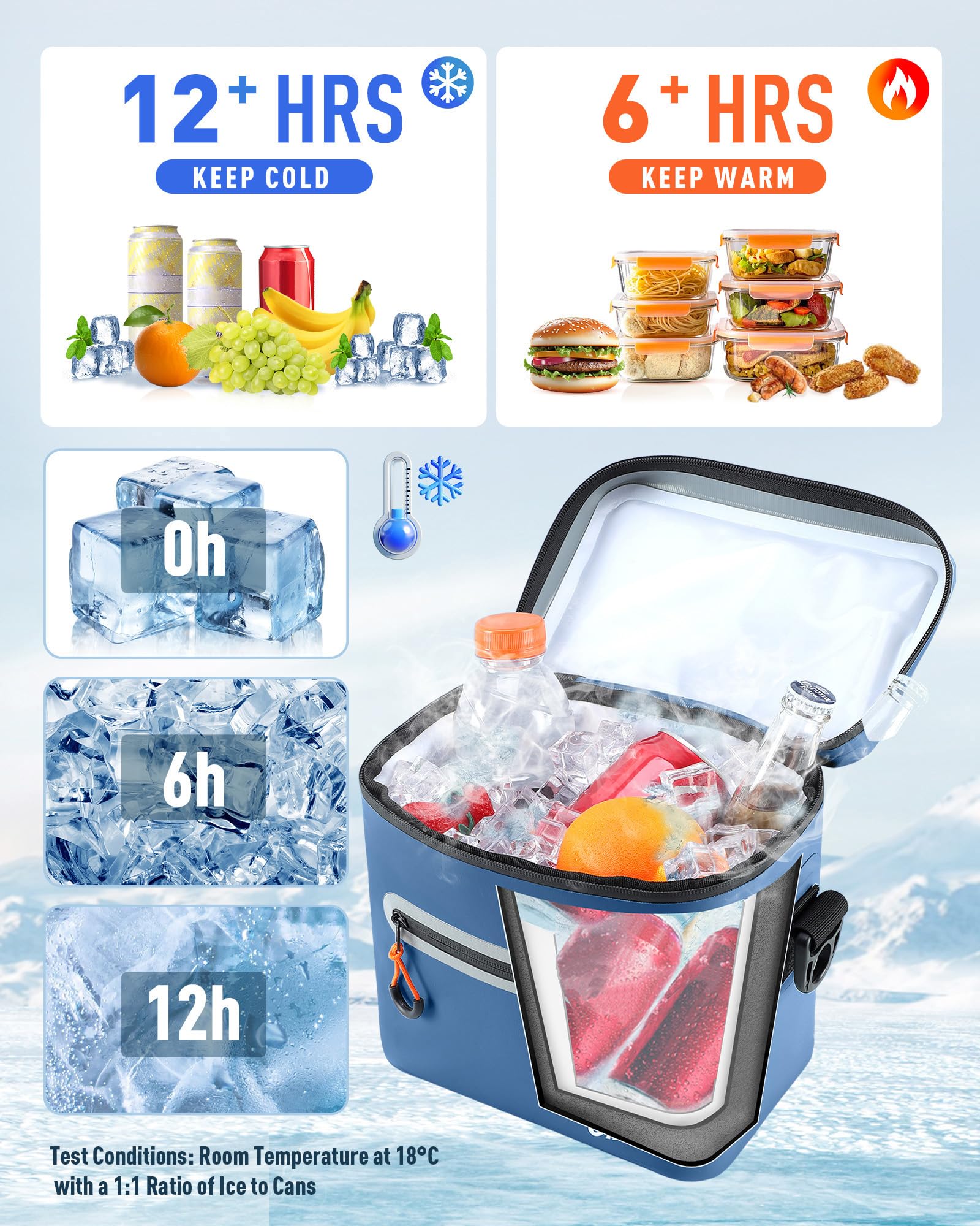 Soft-Sided Cooler Bag, 7/16/30 Can Portable Ice Chest Box, Waterproof, Leak-Proof, Insulated Cooler For Lunch, Beach, Drink, Bev