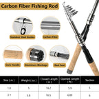 Ololyap Fishing Pole Combo 2Pcs Carbon Fiber Fishing Rod And Aluminum Reel Combos With Carrier Bag Sea Saltwater Freshwater Fish