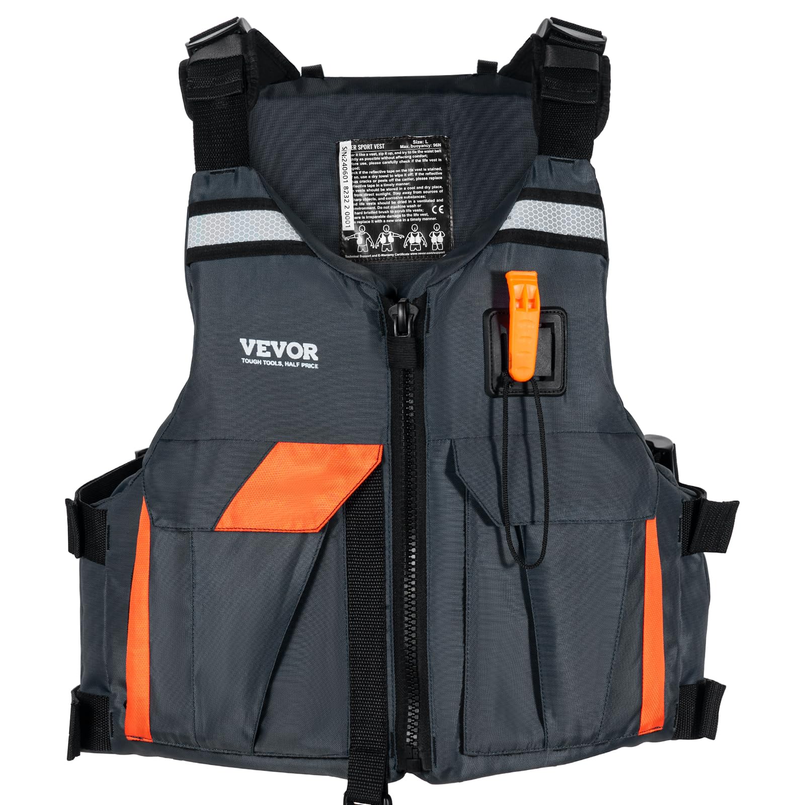 Vevor Life Vest For Watersports (Pfd), Life Jacket With Waterproof Nylon & 96N Buoyancy, Life Vest/Jacket For Any Water Activity