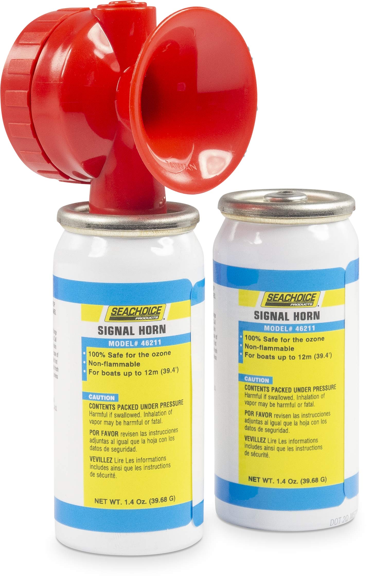 Seachoice Mini Signal Horn Kit, Air Horn For Boats Up To 65 Ft., Two 1.4 Oz. Canisters And Trumpet