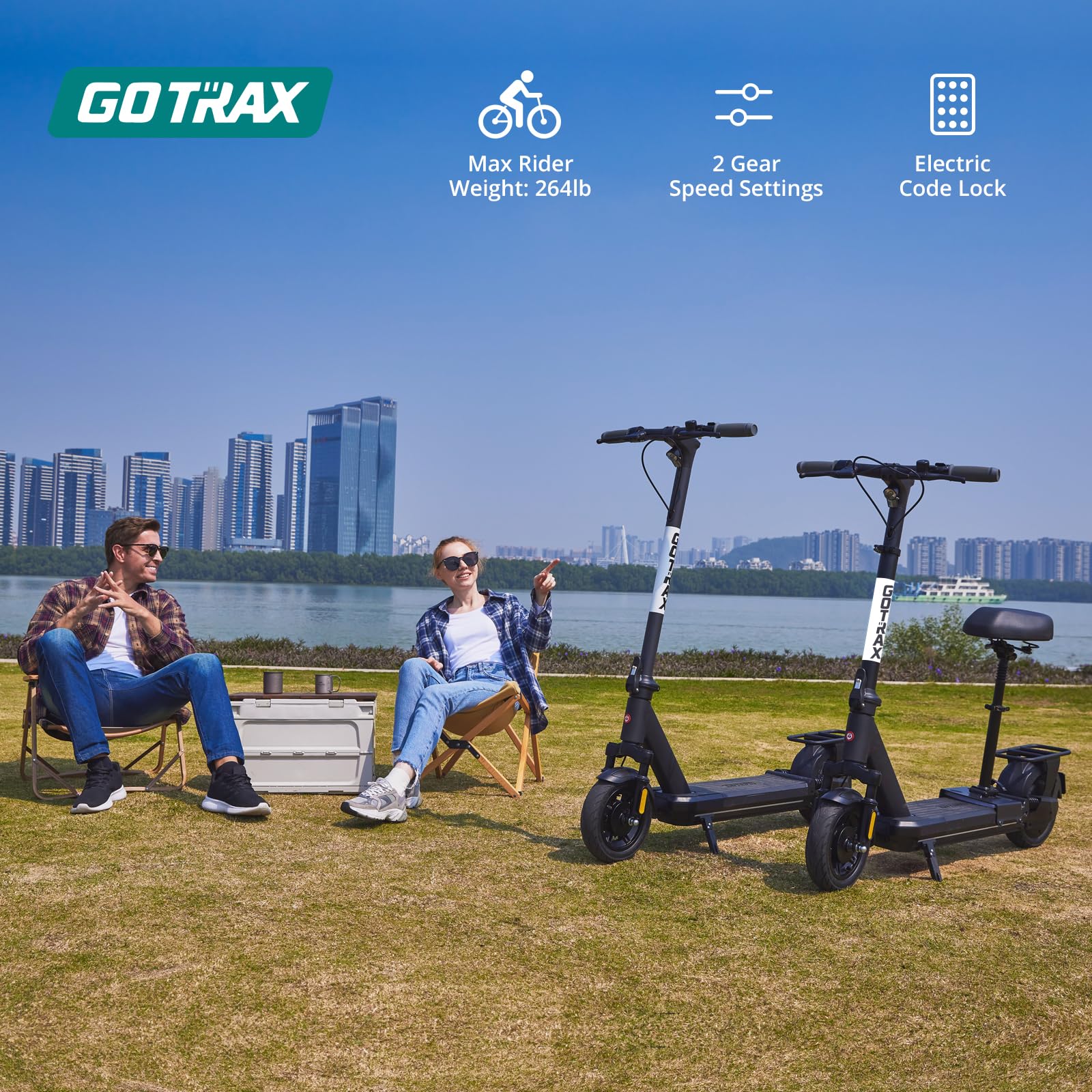 Gotrax Eclipse Ultra Saddle Electric Scooter, 20MPH, 28Miles, Adjustable Handlebar Height, Foldable, Detachable Seat, Cruise Con
