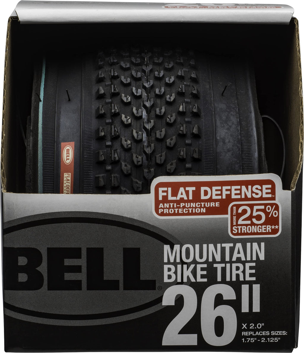 Bell 7091040 Flat Defense Mountain Bike Tire, 26'' X 1.75-2.125'', Black