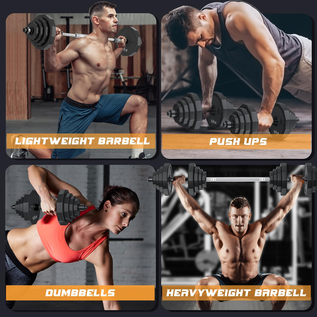 Kiss Gold Adjustable Dumbbell Set, 66 Lbs Weights Dumbbells Sets, Solid Cast-Iron Core Free Weight Set For Home Gym, Barbell Wei