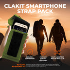 Clakit Smartphone Strap Pack - Backpack Shoulder Strap Pocket (Olive) - Backpack Attachment For Hikers, Travelers, Students, And