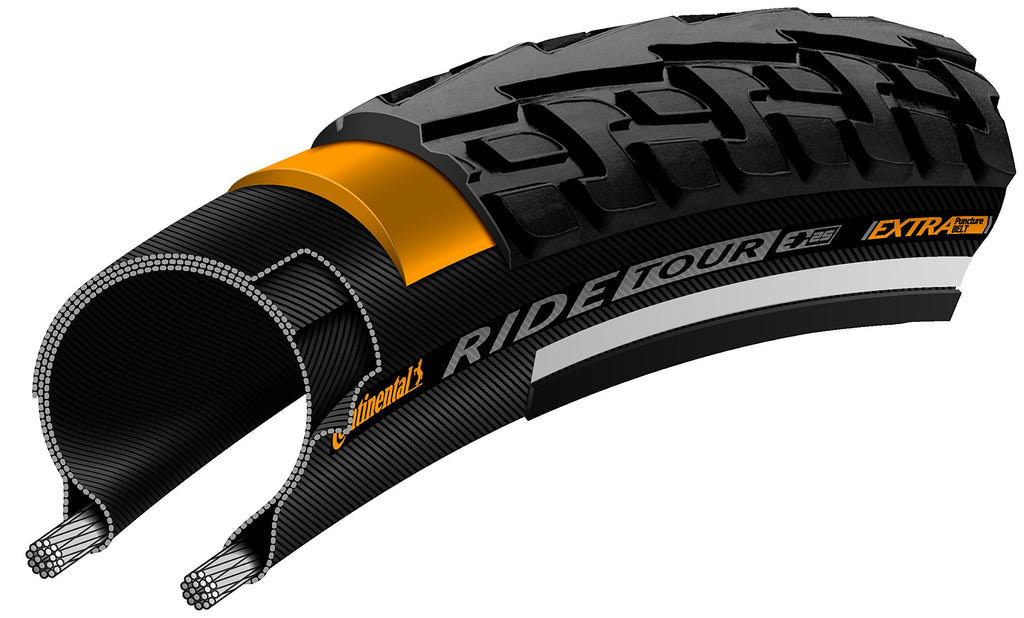 Continental Ride Tour Cross/Hybrid Bicycle Tire - Wire Bead (Black - 27 X 1 1/4)