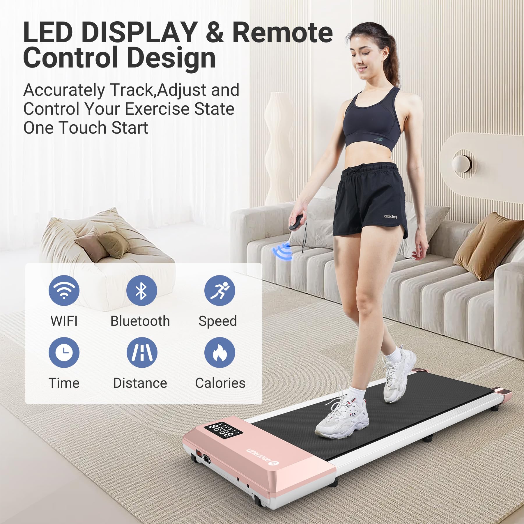 Walking Pad Treadmill - Deerrun Smart Under Desk Treadmill With Remote Control, 2 In 1 Portable Treadmills For Small Spaces, Ult