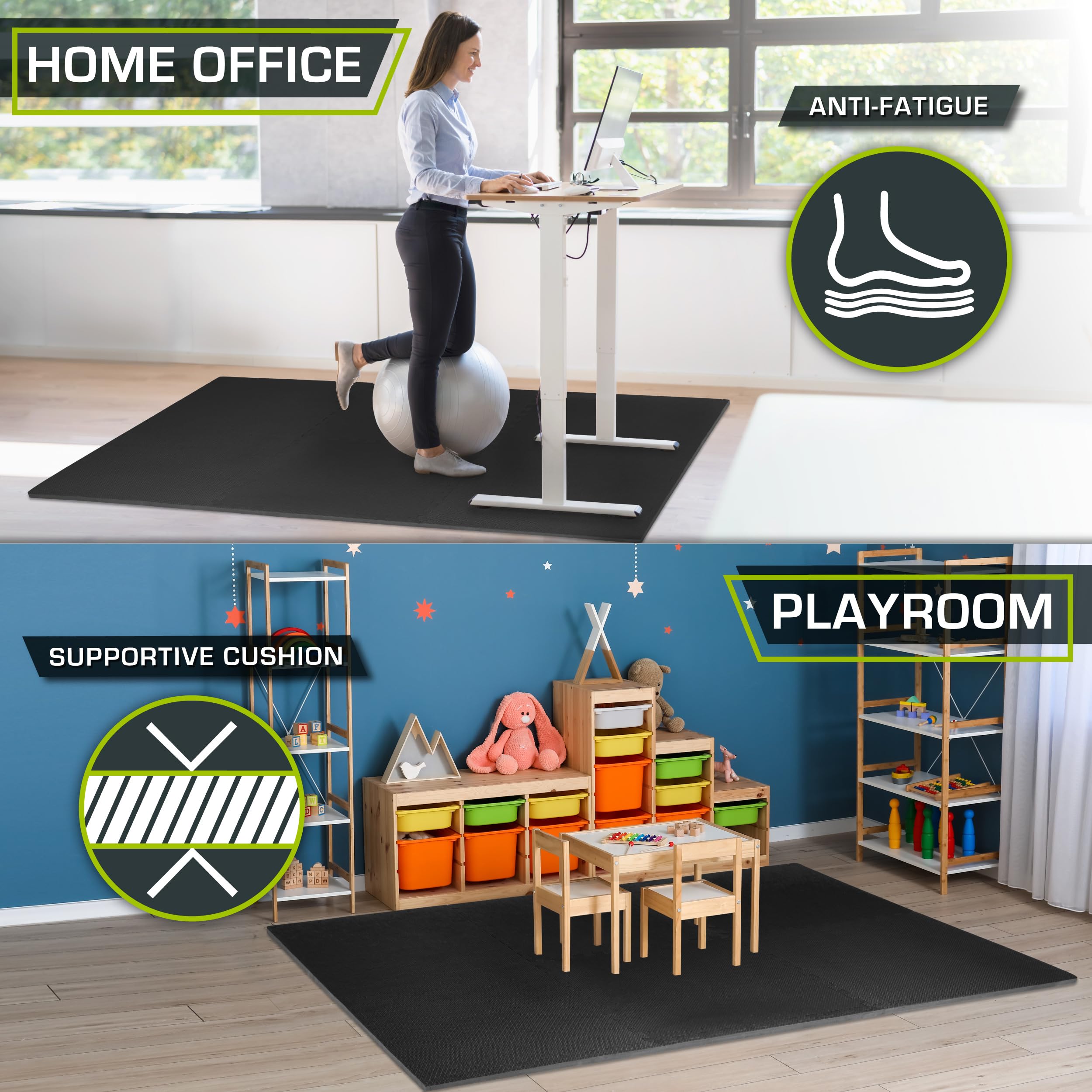 Prosourcefit Exercise Puzzle Mat 3/4'' - Black-96