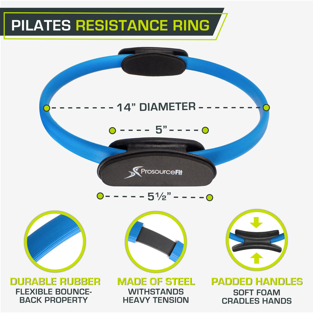 Prosourcefit Pilates Resistance Ring 14 Dual Grip Handles For Toning And Fitness-Blue