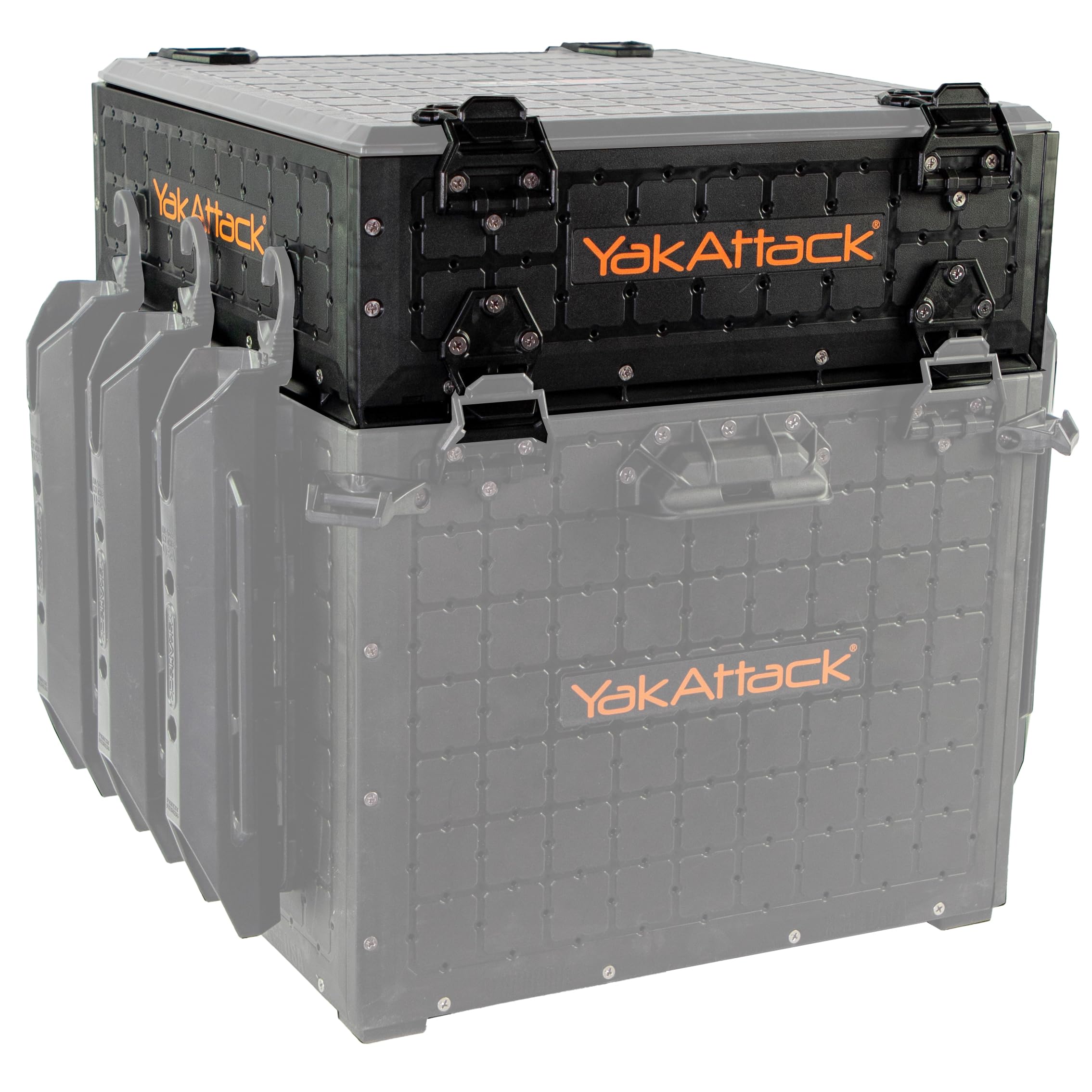 YakAttack ShortStak Upgrade Kit for BlackPak Pro | 16 x 16 - Black | Kayak Crate Expansion Layer with GridLoc Panels & Hardware 