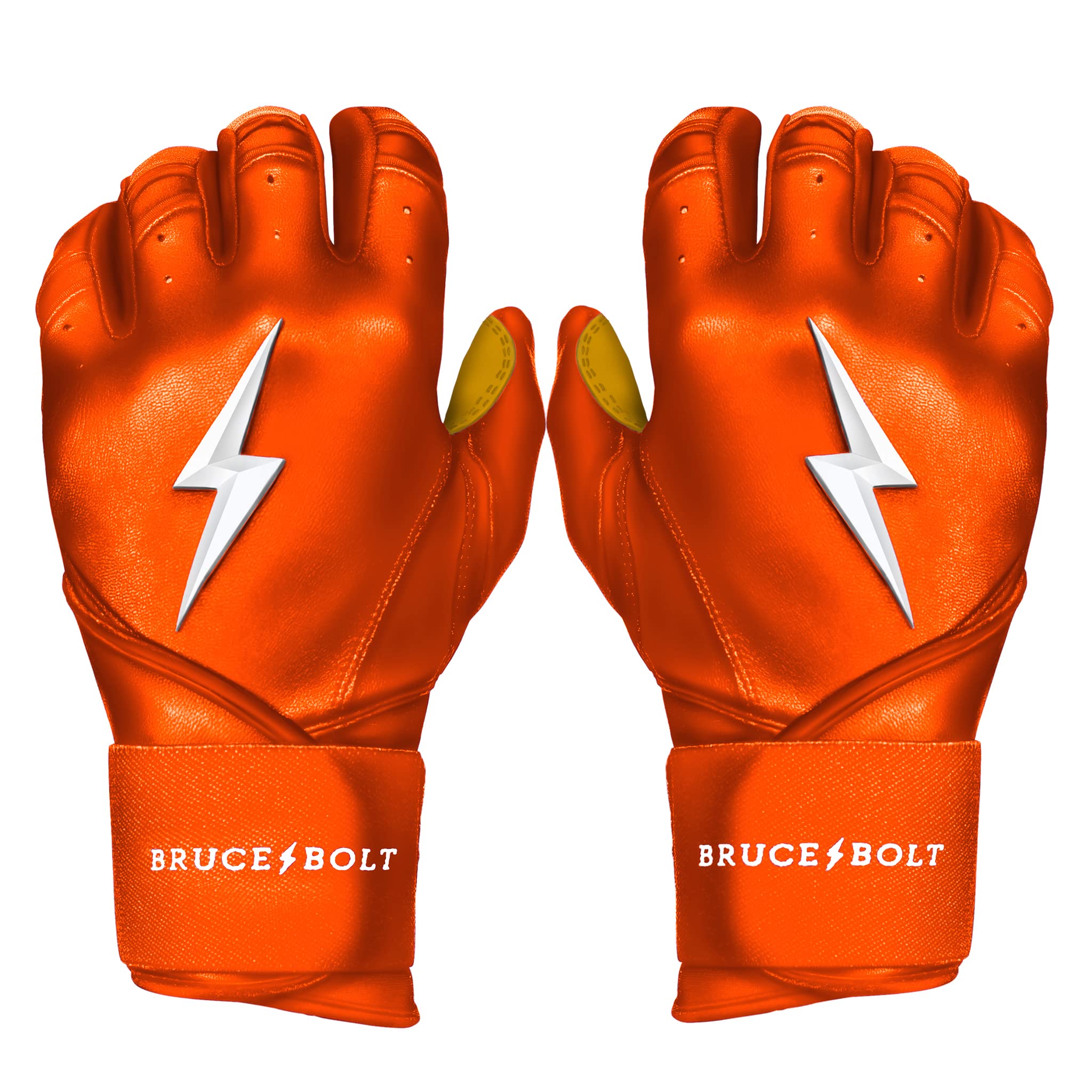 Bruce Bolt Original Series Long Cuff Orange Batting Glove - Orange Large