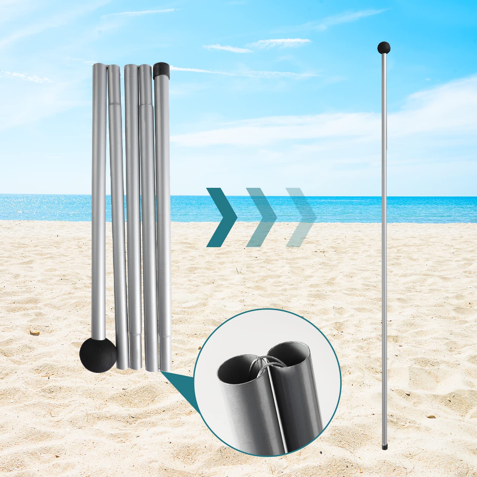 Beach Tent Sun Shelter - 10 X 10 Ft Beach Canopy Upf50+ Uv Protection With Sandbags, Poles, Grond Pegs And Anti-Wind Ropes For F