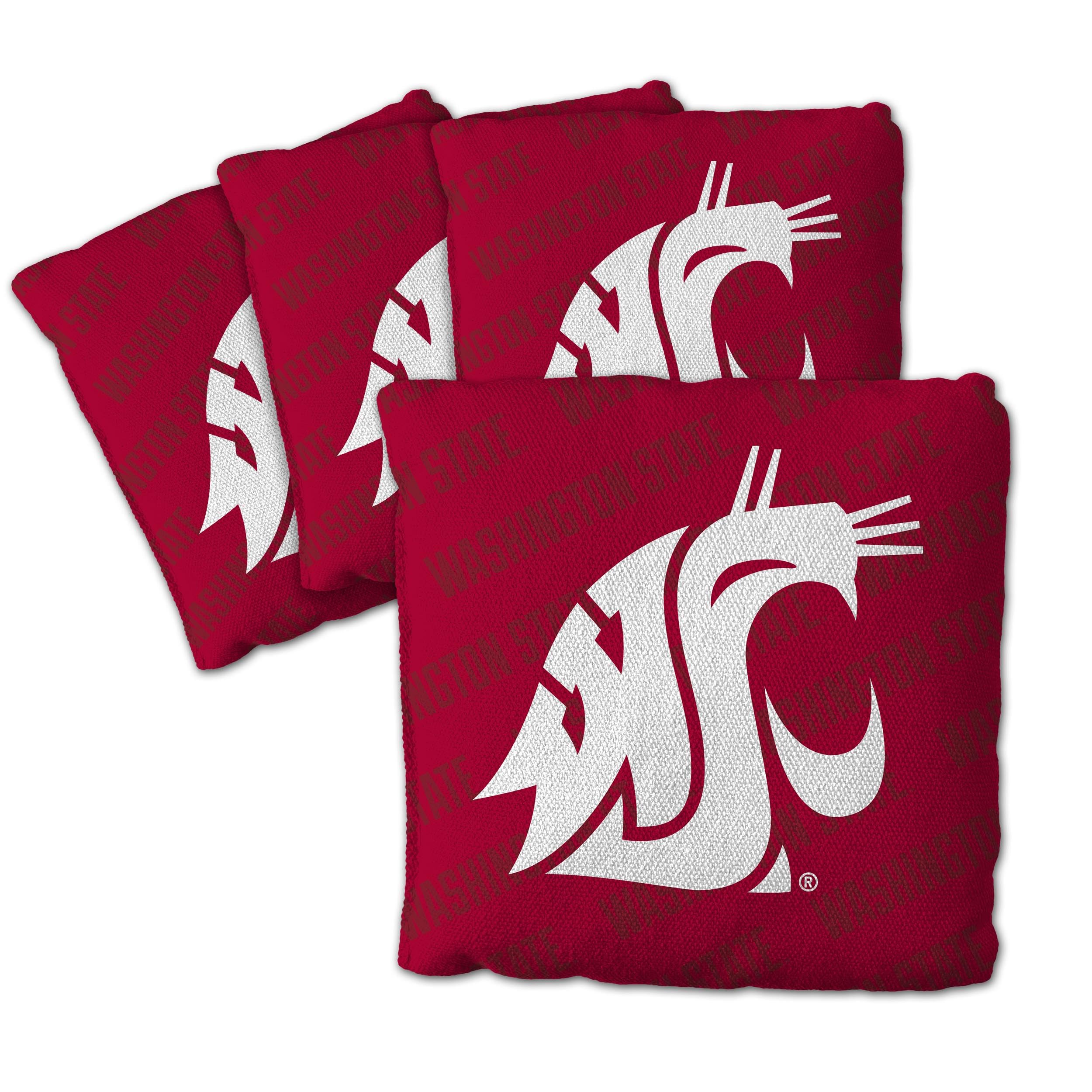 YouTheFan Officially-Licensed NCAA Washington State Cougars Set of 4 Cornhole Bags - All Weather Regulation 6    x 6    Size - 1