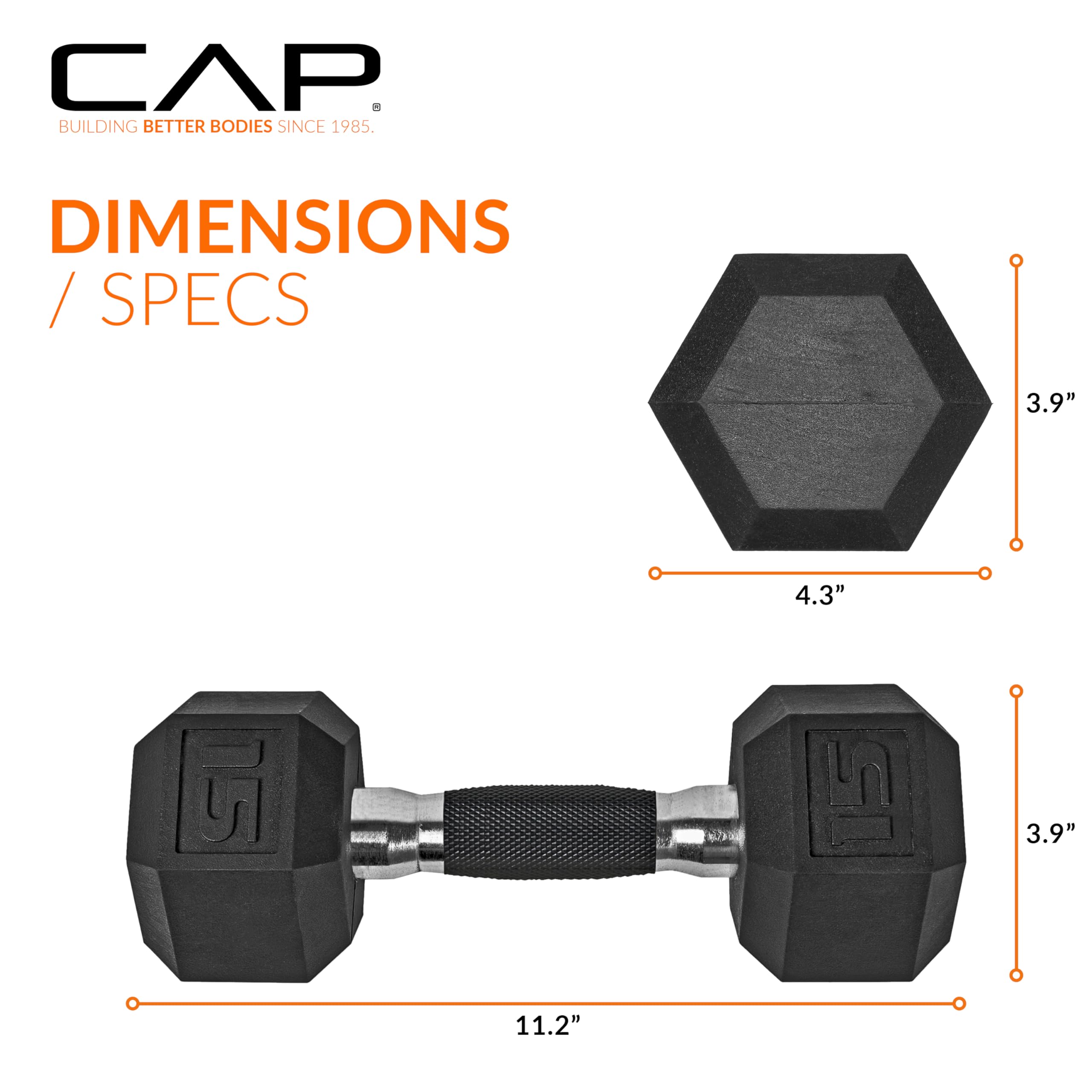 Cap Barbell 15 Lb Coated Hex Dumbbell Weight Pair With Padded Grip