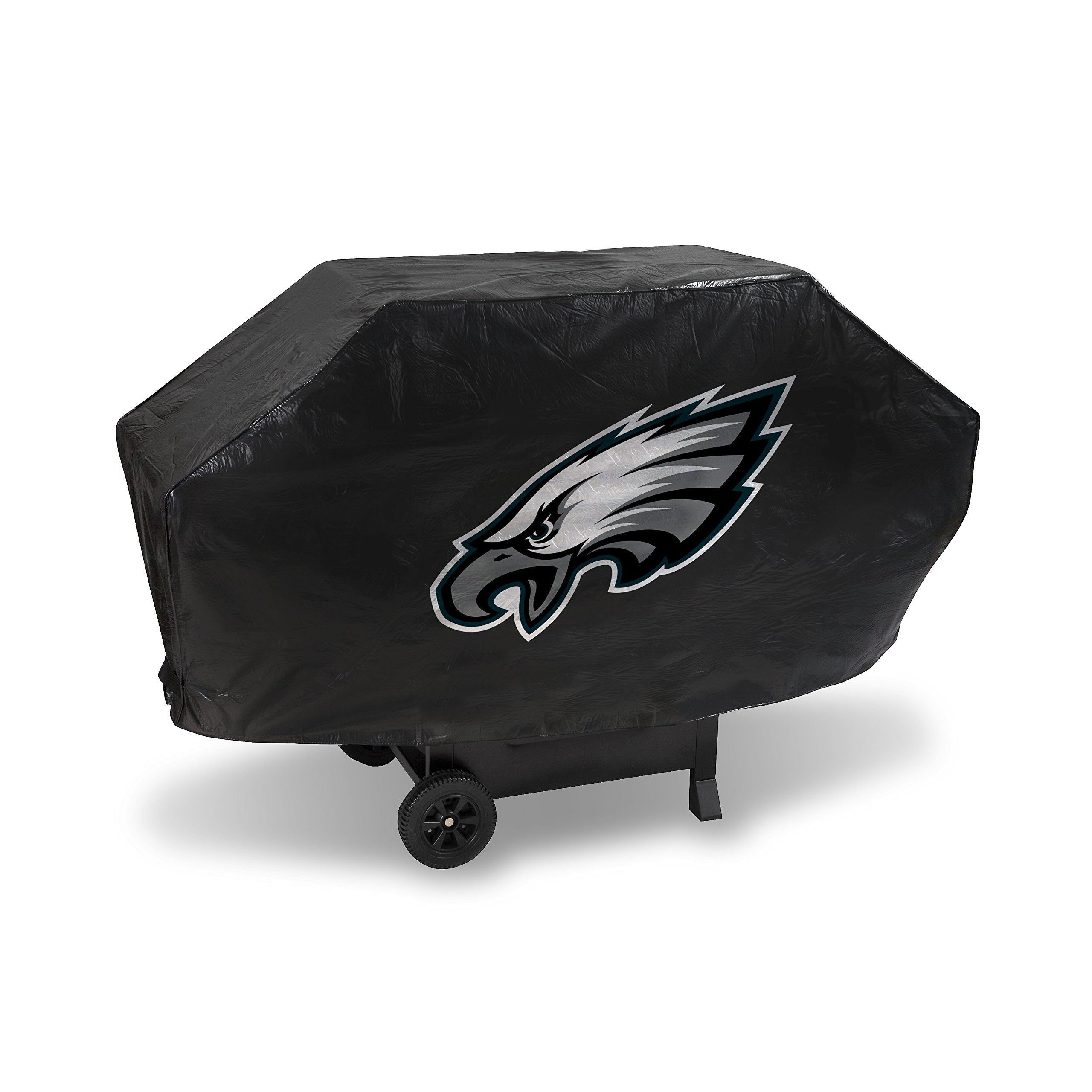 Rico Industries NFL Philadelphia Eagles Black Deluxe Grill Cover Deluxe Vinyl Grill Cover - 68 Wide/Heavy Duty/hook and loop Sta