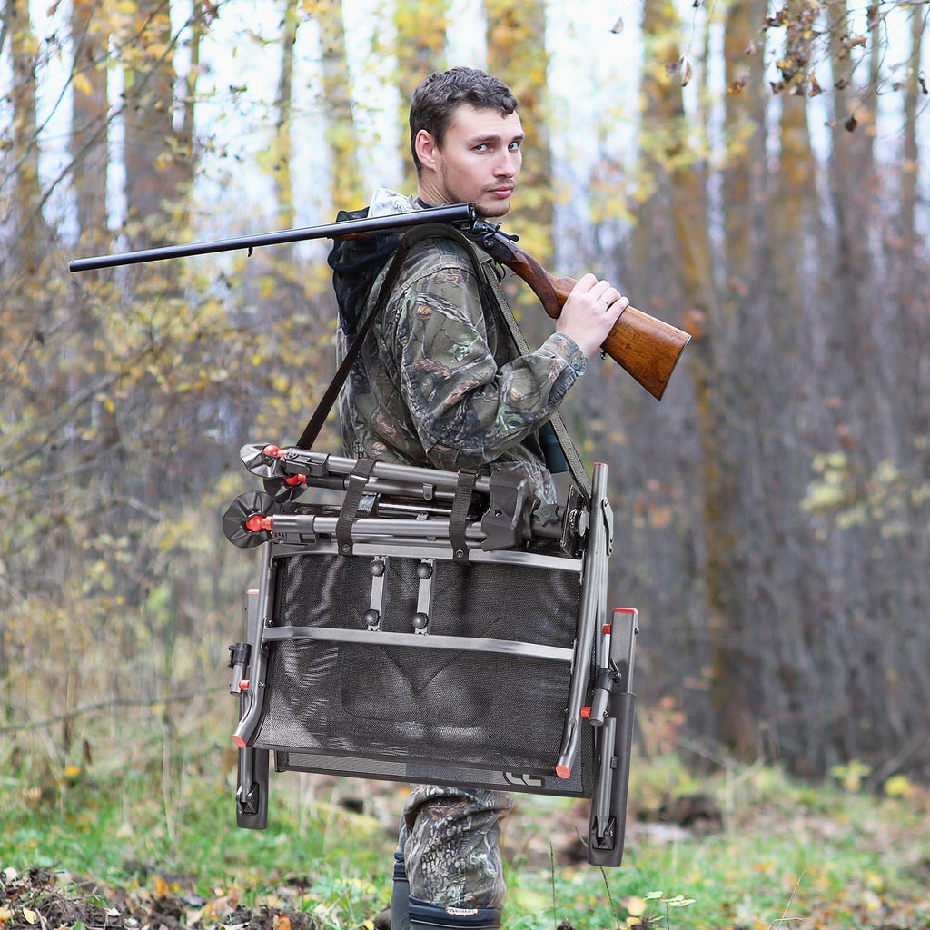 Tr 360 Degree Swivel Hunting Blind Chair,400 Lbs Capacity Silent,4 Legs Height Adjustable,Comfortable Padded Seat,Portable Groun