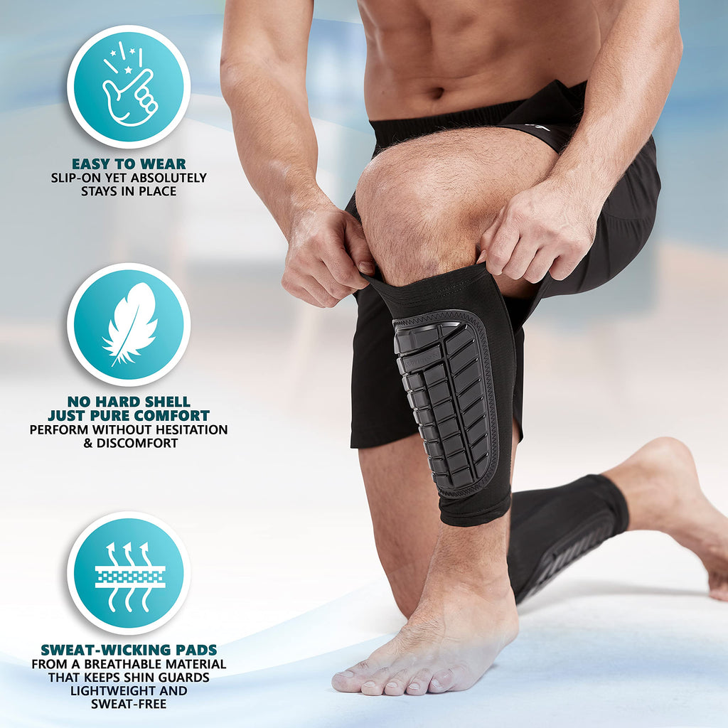 Soccer Shin Guards Sleeves For Men, Women And Youth (Medium)