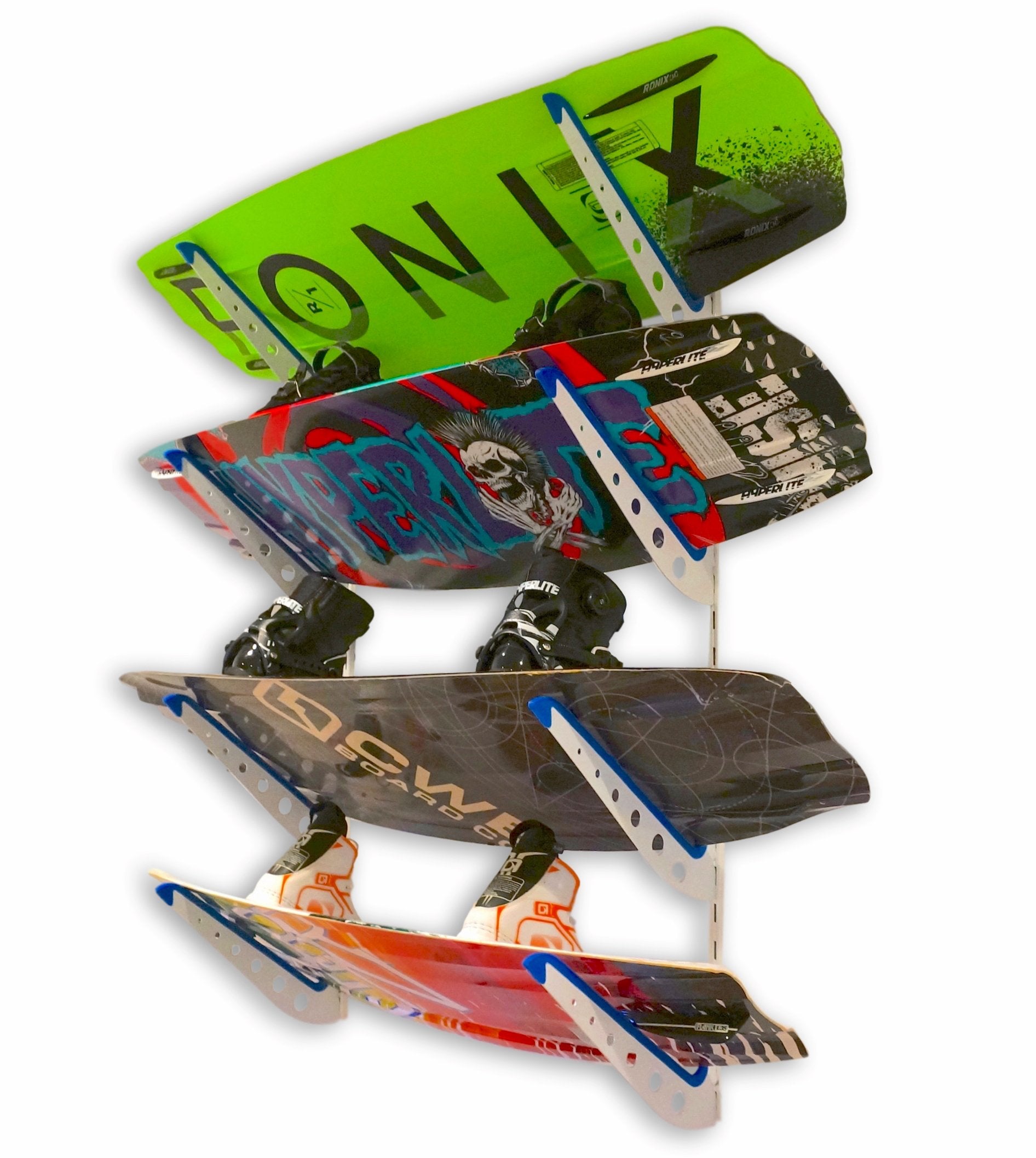 Storeyourboard Wakeboard Wall Storage Rack, Metal Adjustable 4 Wakeboard And Wakesurf Mount