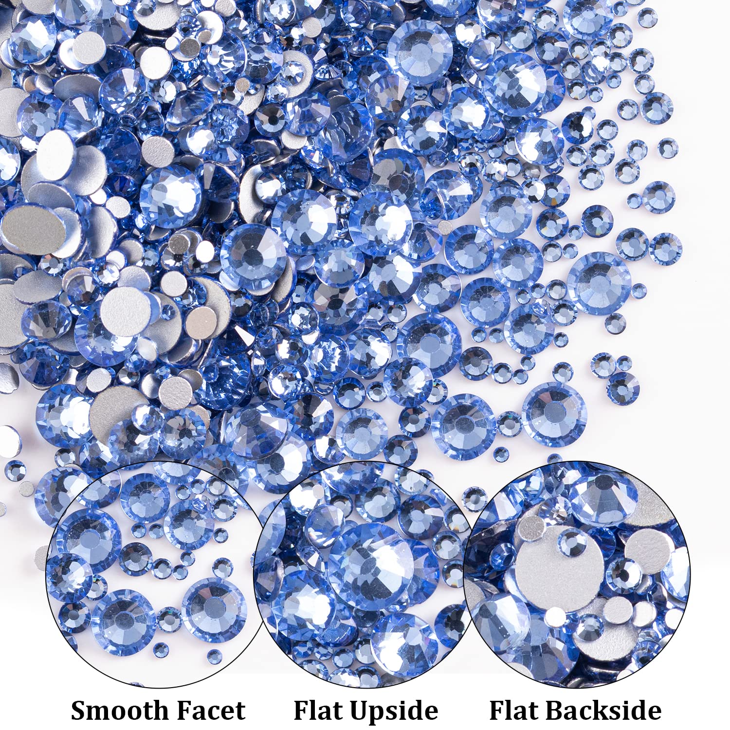 Two Packs Of Flatback Rhinestones 4520 Pcs Colorful Nail Art Rhinestones Flatback Crystal Colorfulsky Blue Rhinestone With Picke