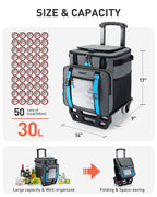 Tourit 30L/50-Can Cooler With Wheels - 16Hrs Ice Retention Rolling Cooler With Retractable Handle & Oversized All-Terrain Tires,