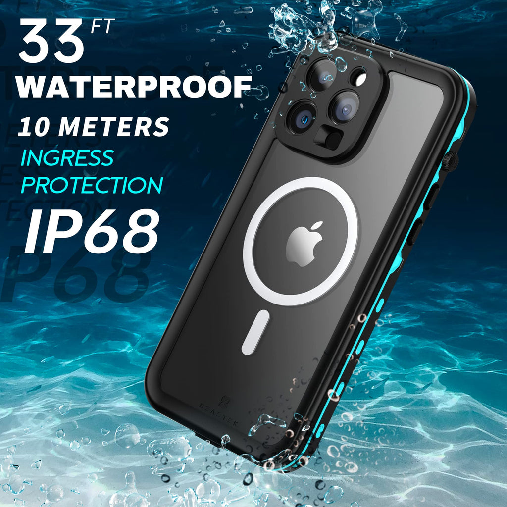 Beastek Iphone 14 Pro Waterproof Case, Tre Series Magsafe Shockproof Dustproof Ip68 Case With Built-In Screen Protector And Mag