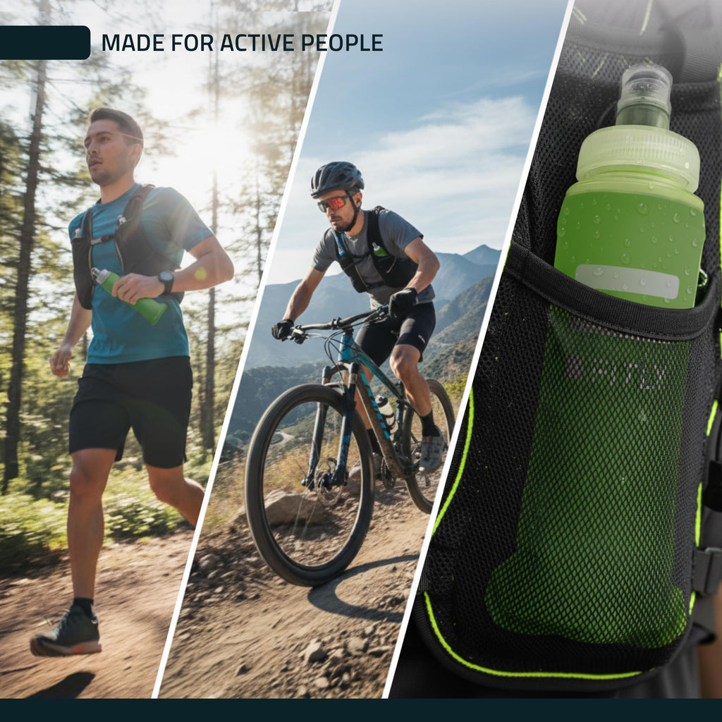FITLY Soft Flask - (300 ml) - Shrink As You Drink Pocket Soft Water Bottle for Hydration Pack/Running Vest - Folding Water Bottl